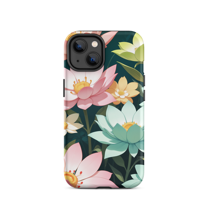 Coque iPhone® Jardin Fleuri - iPhone 14 - Double Couche Rigide - SoulCase