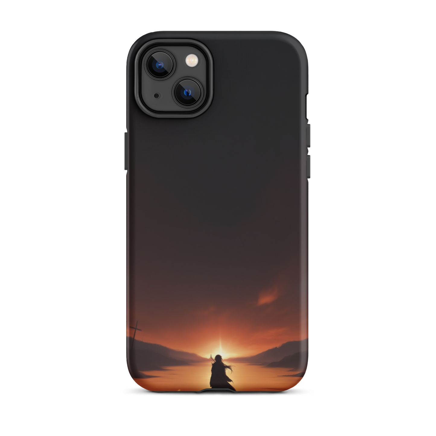 Coque iPhone® couché de soleil sur les enfers - iPhone 14 Plus - Double Couche Rigide - SoulCase