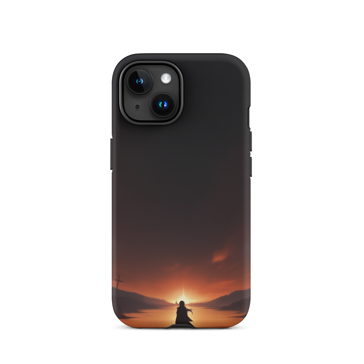 Coque iPhone® couché de soleil sur les enfers - iPhone 15 - Double Couche Rigide - SoulCase