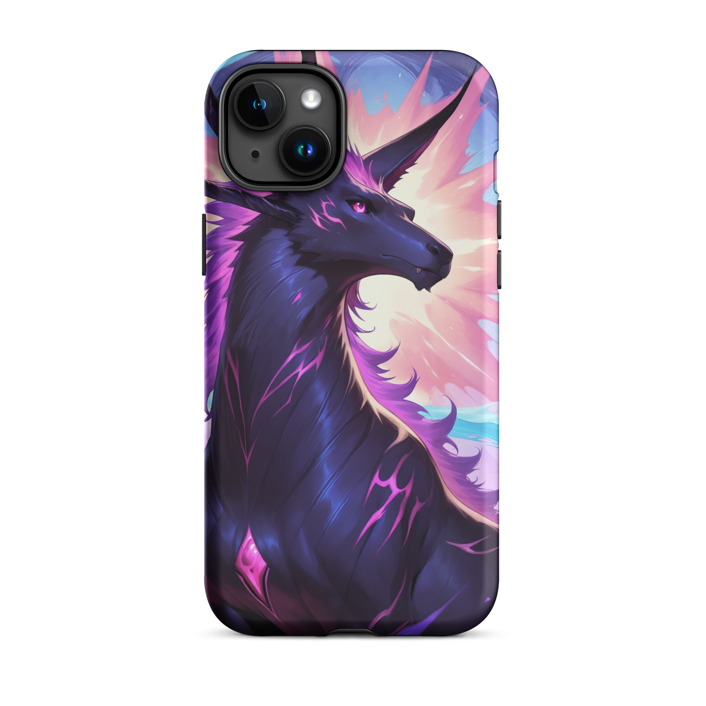 Coque iPhone® cheval ténébreux - iPhone 15 Plus - Double Couche Rigide - SoulCase