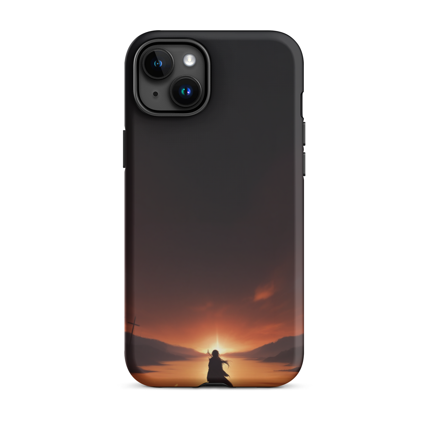 Coque iPhone® couché de soleil sur les enfers - iPhone 15 Plus - Double Couche Rigide - SoulCase