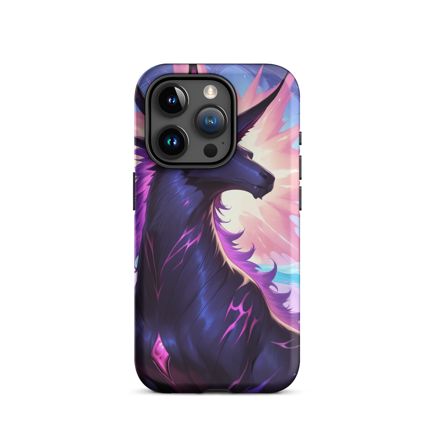 Coque iPhone® cheval ténébreux - iPhone 15 Pro - Double Couche Rigide - SoulCase